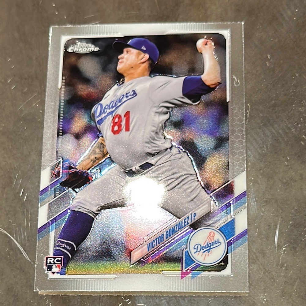 Topps Chrome Dodgers Pitcher Card - Blue and Gray